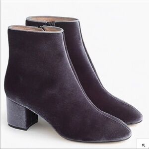J. Crew Grey Velvet Hadley Block Heel Booties Size 11